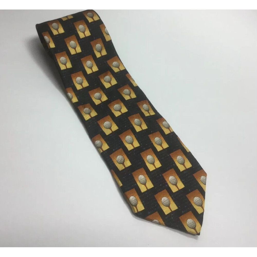 Ermenegildo Zegna Mens Silk Golf‎ Necktie Golf ball & Tee 57in X 4